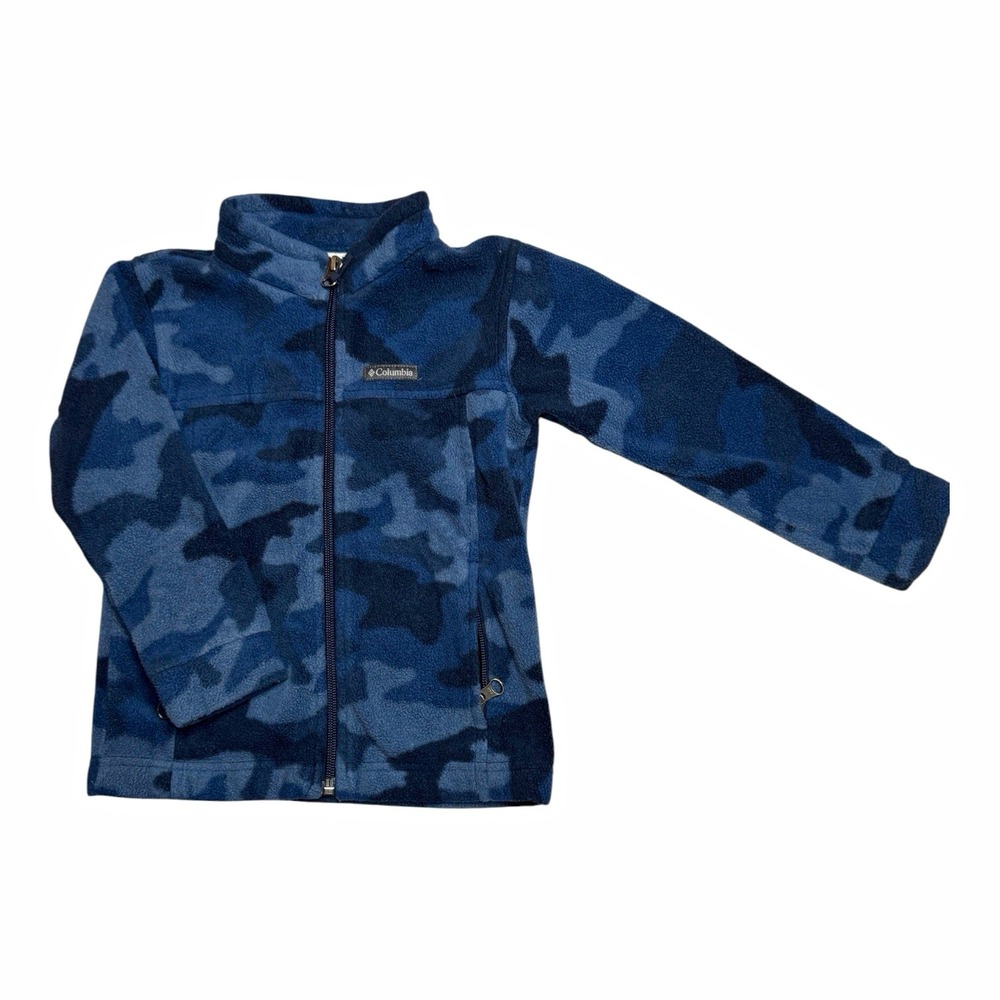 Columbia Unisex Toddler Blue Camo Fleece Full Zip Jacket Sz 4T